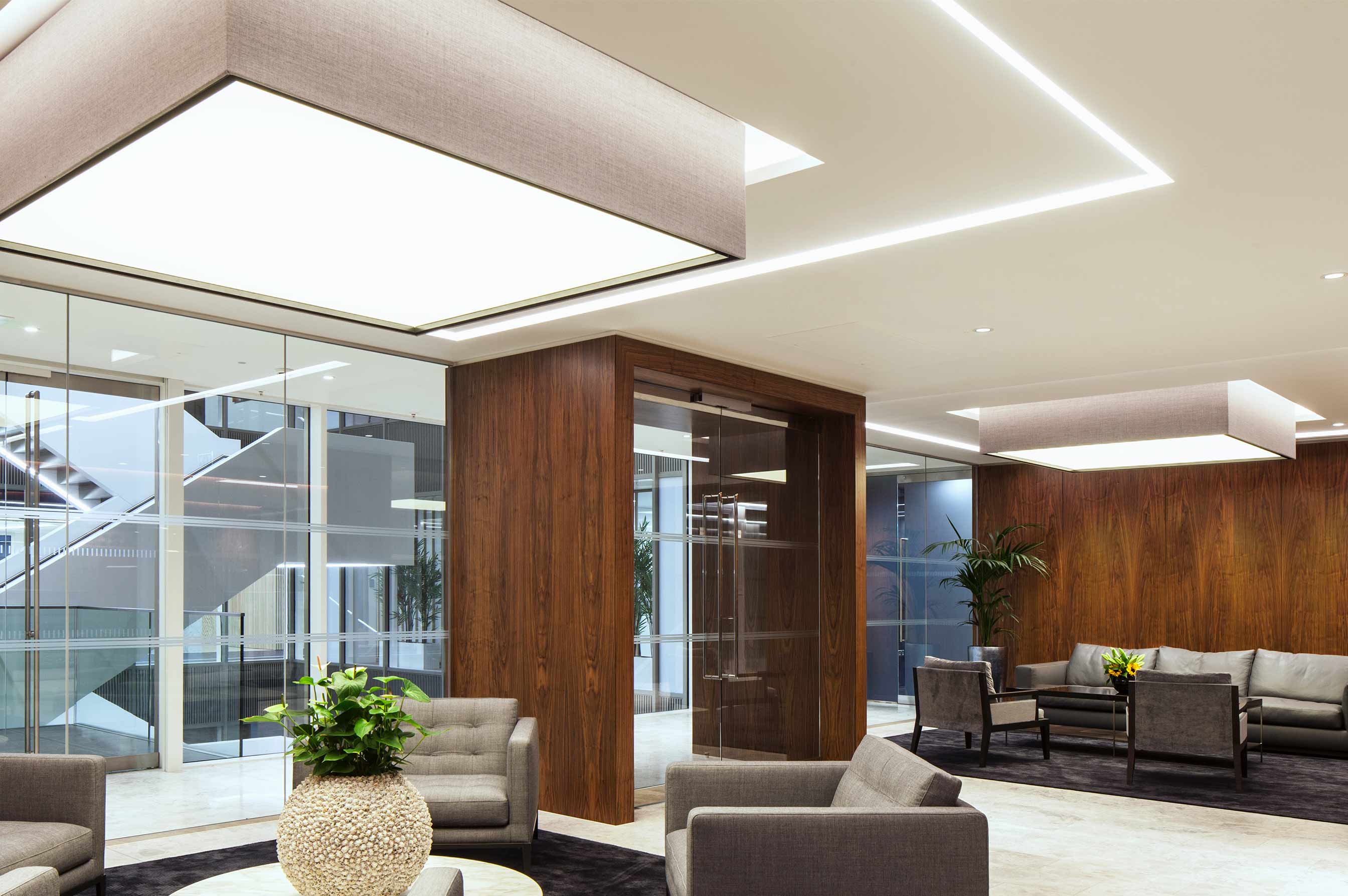 Handmade Large Pendants Oversized Square Grey Shades Office Lobby Reception Nulty Bespoke