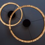 Custom Made Designer Hoop Pendant Lights Triangular Glass Batons Nulty Bespoke