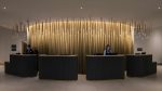 Custom Handcrafted Chandelier Wooden Drumsticks Fibre Optics Reception Desks Hard Rock Hotel London Nulty Bespoke