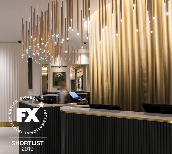 Woodwave Light Sculpture Maple Wood Drumsticks Twinkling Tips London Hotel Lobby Reception Desks FX Awards Shortlist 2019 Nulty Bespoke