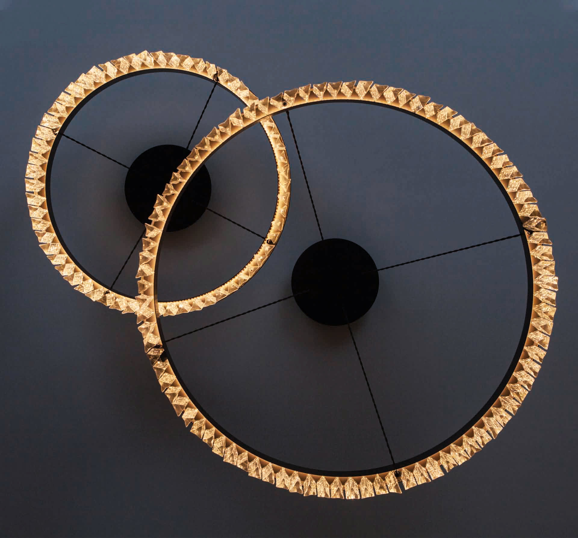 Luxury Ceiling Lights Hoop Design Italian Glass Trihedrons Handmade London Nulty Bespoke