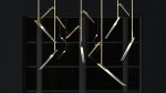 Contemporary Sculptural Lighting Feature Brass Finished Framework Angled Hexagonal Components Brass Finish London Nulty Bespoke