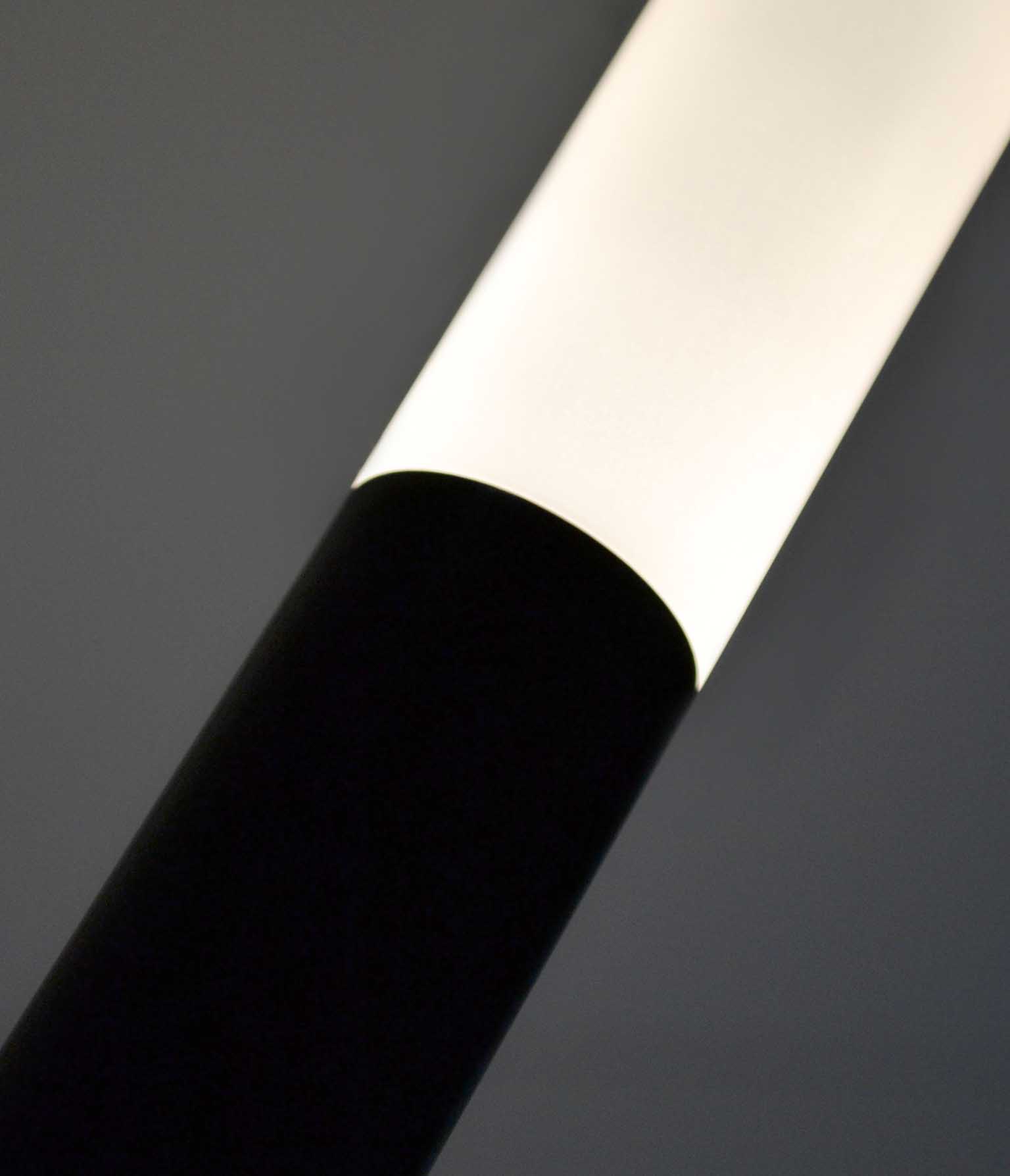 Custom Design Sleek Pendant Light Frosted Acrylic Baton LED Matt Black Component Nulty Bespoke