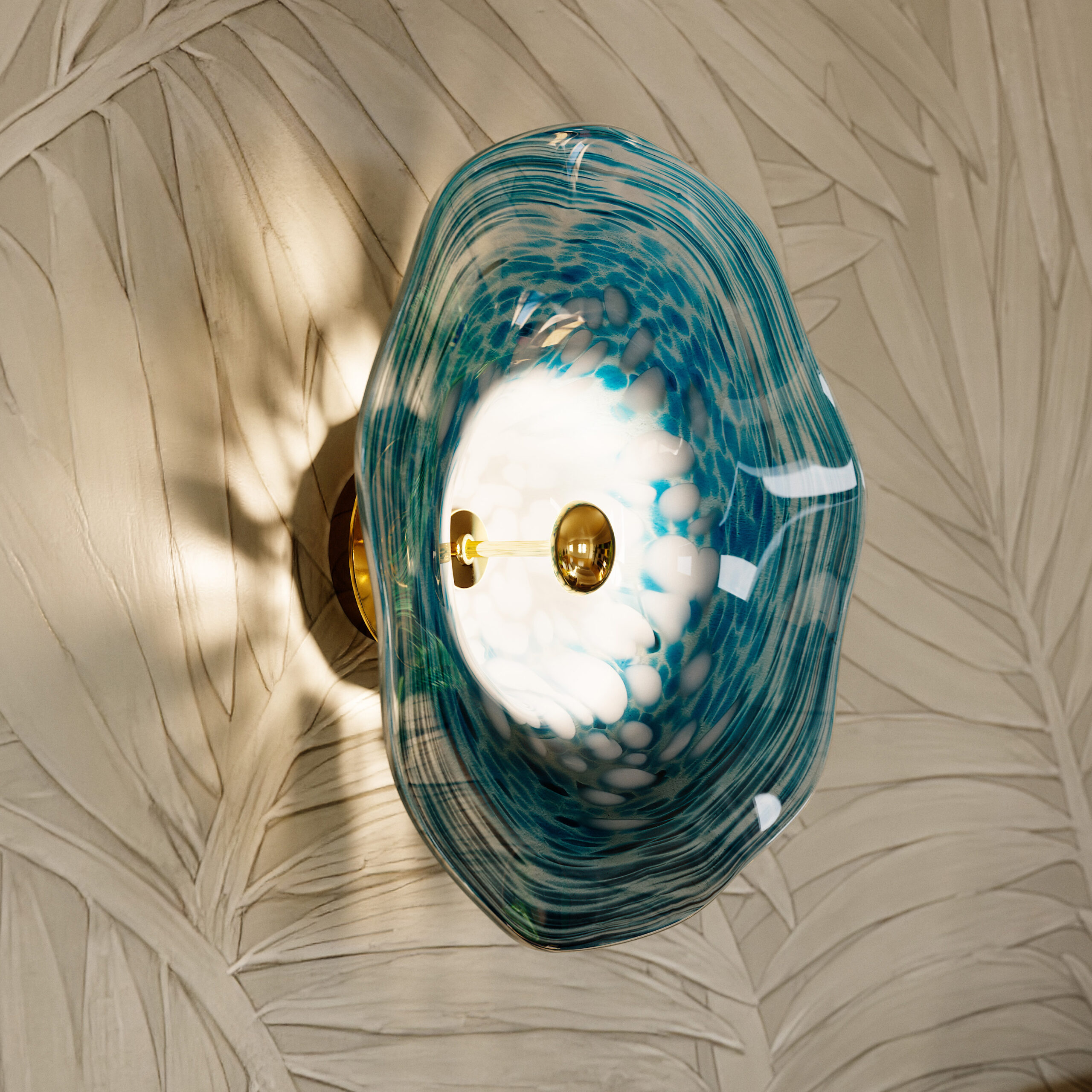 Perla Blue Coloured Glass Shade Wall Sconce Luxury Lighting Nulty Bespoke