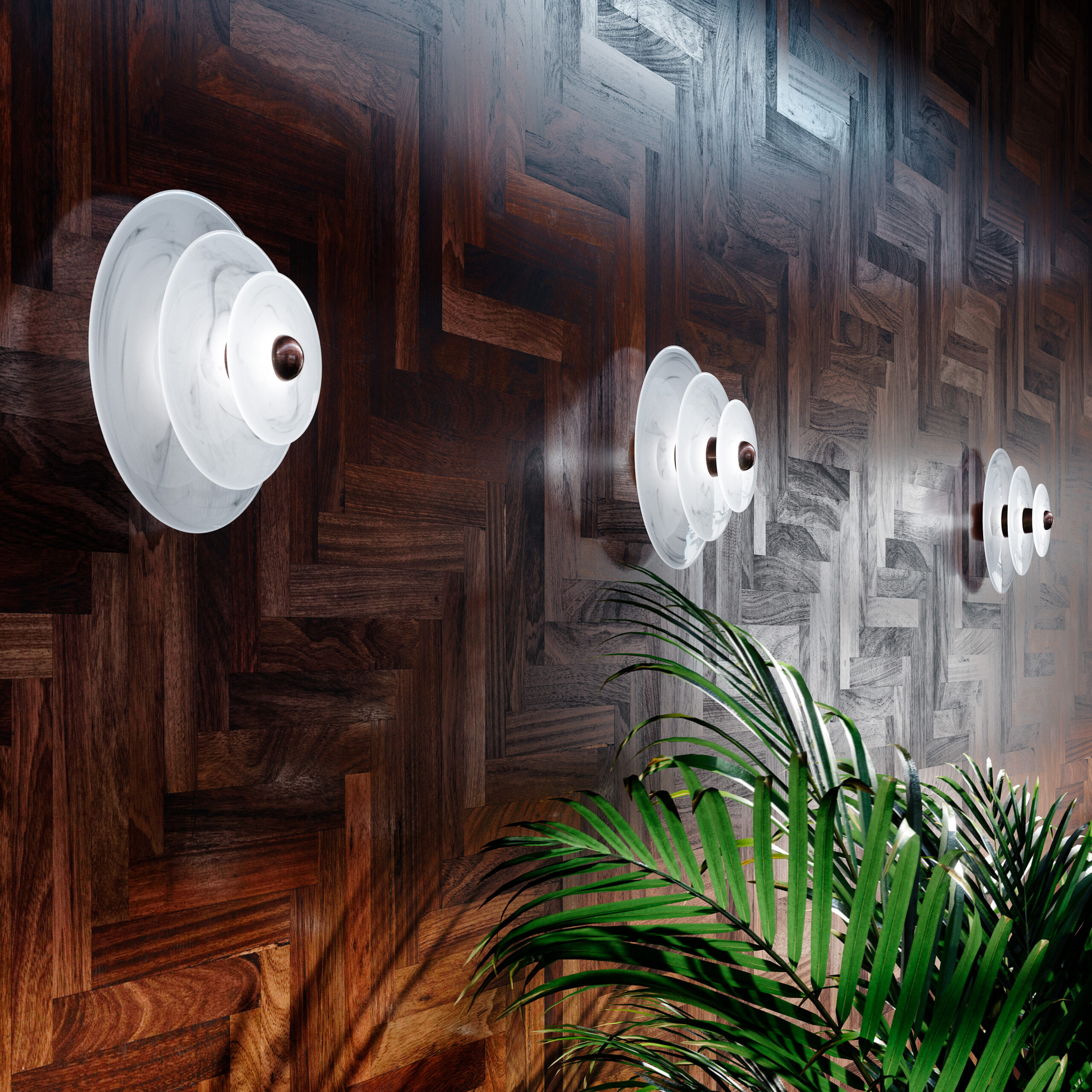 Sleek Stylish Pendant Light Three Tiered Handmade Glass Discs Metal Orb Wall Sconce Design Manufacture Nulty Bespoke